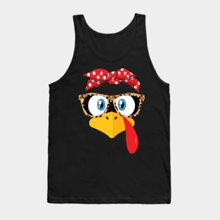 Funny Cute Happy Merry Thanksgiving turkey face Tank Top